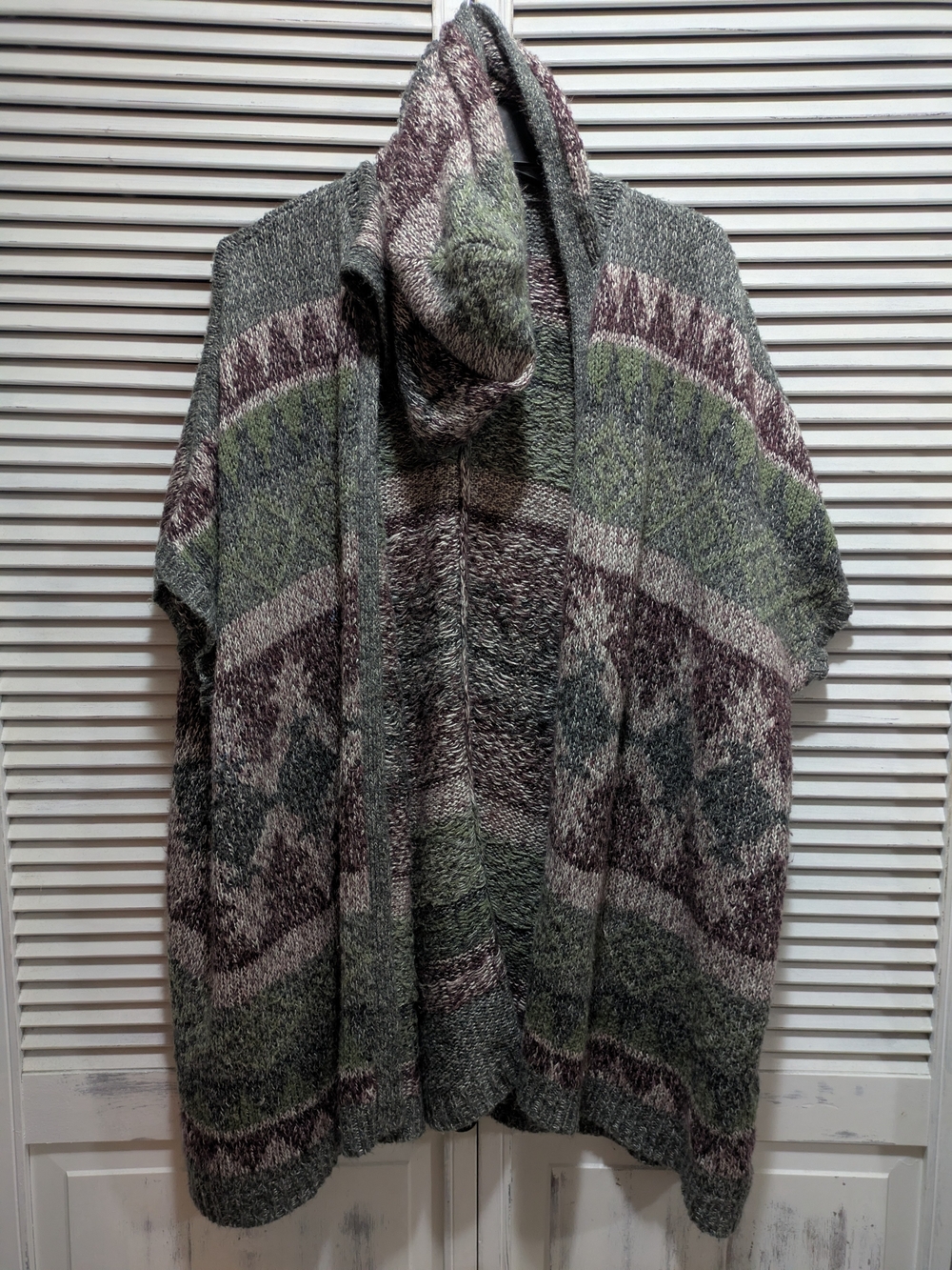 Tokyo Darling Oversized Hooded Cardigan Poncho Knit Boho Sweater